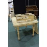 Pine kitchen extending table together with pine box (2)