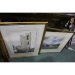 David Yaxley, North Transept, Binham Priory, signed watercolour, together with a watercolour by John