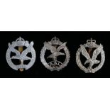 Cap badges to the Army Air Corps and Glider Pilot Regiment, all with sliders, (3)