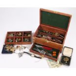 Collection of jewellery, to include wristwatches, earrings, pens, coins etc, (qty)