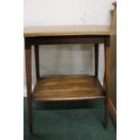 Edwardian oak occasional table, the shaped chamfered top on square tapering legs united by a