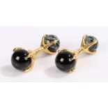 Pair of agate orb earrings with claw form gilt settings
