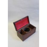 19th Century mahogany tea caddy, with a rectangular top enclosing compartments, 31cm wide