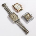 Three Art Deco style gentlemen's wristwatches, manual wound (3)