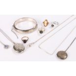 Silver jewellery, to include a bracelet, pendant lockets, rings, etc, (qty)