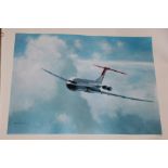 Edmund Miller limited edition print depicting a British Airways VC10 as used by H.M. Queen Elizabeth