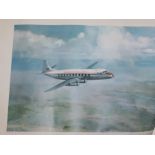 Edmund Miller limited edition print depicting a Vickers Viscount 701 as used by H.M. Queen Elizabeth