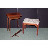 Edwardian mahogany and marquetry inlaid card table, the rectangular folding top with green baize