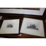 Two black and white prints, Butley Abbey and Butley Priory Suffolk (2)