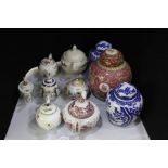 Collection of tea pots and cups, ginger jars, etc. (qty)