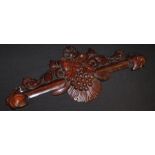 Victorian mahogany frieze, with carved scroll and fruiting vine decoration 72cm wide, 29.5cm high