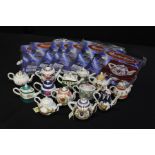 Collection of thirteen miniature teapots to include examples in the style of New Hall, Burslem,