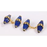 Pair of lapis lazuli and sapphire cufflinks