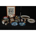 Poole pottery bowl, bird ornaments, decorative plates etc. (qty)