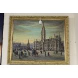 Large oil on canvas by the artist Jan Wasilewski of Manchester Town Hall, 70 cm x 55 cm.(after the