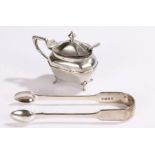 Pair of William IV silver sugar tongs, London 1830, makers mark rubbed, the handles initialled