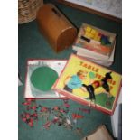 Toys and games, to include Grain sewing machine in travelling case, table tennis set, Brio
