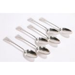 Set of six George III silver tablespoons, London 1789, maker George Smith III and William Fearn, the