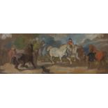 Attributed to David Murray (1849-1933) Horse riders, unsigned oil on board, 75cm x 29cm. Provenance: