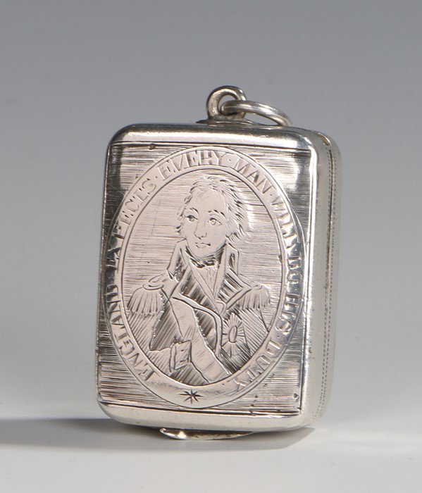 George III commemorative silver vinaigrette, Birmingham 1805, maker Matthew Linwood, of