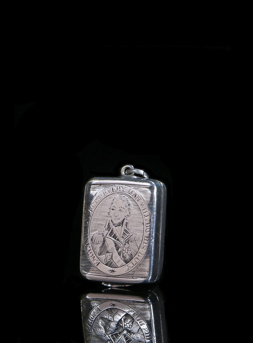 George III commemorative silver vinaigrette, Birmingham 1805, maker Matthew Linwood, of - Image 2 of 4