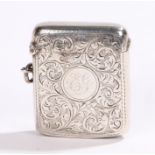 Edward VII silver vesta case, Chester 1903, maker Cohen & Charles, with foliate scroll decorated