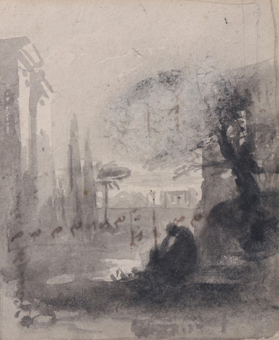 Three 19th Century watercolour and pen studies, archway with figure and door, 10.5cm x 12cm , - Image 3 of 4