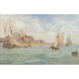 British school, Boats near the shore, indistinctly signed possibly G E Holloway, 62cm x39cm