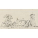 Frederick William Baldwin (1899-1984), study of a church, buildings and trees, signed pencil