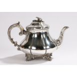 Victorian silver teapot, London 1842, maker Edward, Edward junior, John & William Barnard, with