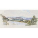 Robert Hills (1769-1844), mountainous river landscape, watercolour, housed in a gilt frame, the