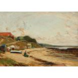 Attributed to Charles Snodgrass Smith, "Grandmother on the beach, Aberlady", oil on board, housed in