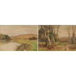 Thomas Pyne (1843-1935), "Sheatley Hill from the Lock" and "In the New Forest Hampshire", two signed