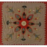 19th Century cut felt picture depicting flower heads and leaves, housed in a glazed frame, the