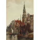 Clara Montalba, (1842 - 1929) Watch tower Amsterdam, signed watercolour, 18cm x 26cm