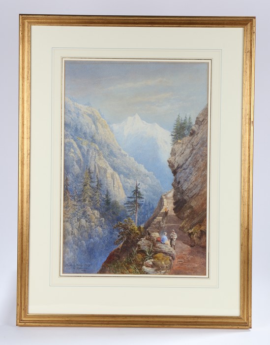 C.H. Strutt, "Sutlitz Valley, Pany", signed watercolour, housed in a gilt and glazed frame, the - Image 2 of 2