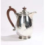 George V silver hot water jug and cover, London 1931, maker Edward Barnard & Sons Ltd, with turned