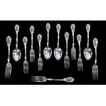 Part canteen of Victorian silver cutlery, Sheffield 1896, maker Henry Williamson Ltd, with foliate