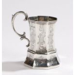 Victorian silver christening mug, London 1852, maker Samuel Hayne & Dudley Cater, with scroll handle