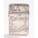 Continental silver case, the exterior decorated with putti and figures fishing, surrounded by scroll