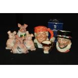 Four Royal Doulton character jugs, John Doulton, Beefeaters, the Fortune Teller, Old Charley, four