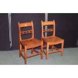 Pair of Suffolk ball back dining chairs, with curved cresting rails, pierced carved ball backs,