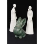 Two Royal Doulton figures, Contemplation HN2213, Tranquility HN2469, Bourne Denby figure of a seated