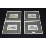 Four Henry Alken hare coursing prints, housed in white and gilt frames, the prints 13cm x 8.5cm (4)