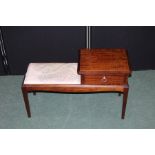 Stag style telephone table, with single drawer, on square tapering legs, 92cm wide
