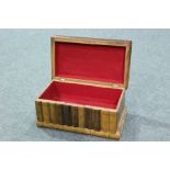 Olive wood and Tunbridge ware type casket, the foliate painted top above a row of books to the