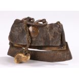 19th Century Tibetan tinder/flint strike, with a vertebrae to the cord above the leather and steel