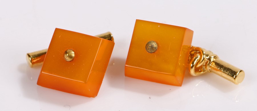 Pair of amber and gilt metal cufflinks