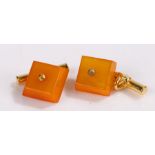 Pair of amber and gilt metal cufflinks