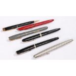Fountain pens and pens, to include Conway Stewart, Platignum, Eversharp, Parker, Waterman's and